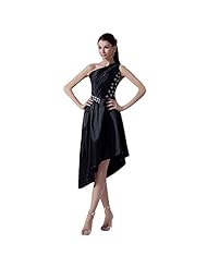 Satin Crinkled Asymmetric Gathered Evening Dress 