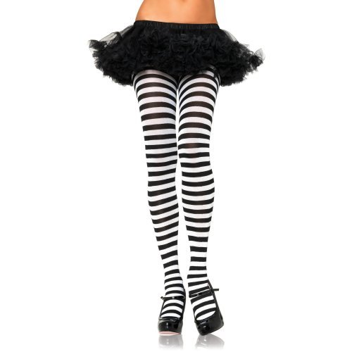 Striped Nylon Tights Plus Adult - 1X-2X
