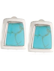 Sterling Silver Inlay Irregular Shape Clip-On Earrings