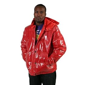 Reporter Italian Puffy Clear Red Painted Mens Down Coat by Reporter