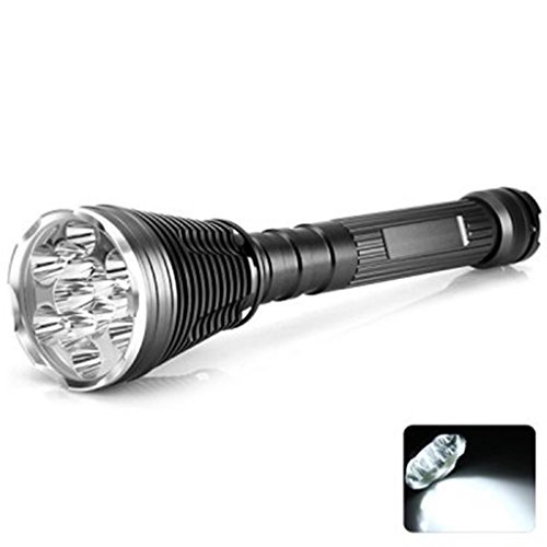 High Power 40w Best Ridiculously Bright 14,400 Lumens 12 Cree XM-L U2 LED With Li-Ion Batteries 18650 / 28650 Gunmetal Grey Hand Held FlashLight Torch Light Lantern L-46