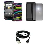 EMPIRE Sprint HTC EVO Design 4G Black with Multi Color Zebra Stripes Rubber ....