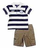 Calvin Klein Boys 2-7 CKS 4-7 Two Piece Short Sleeve Stripe Polo Shirt