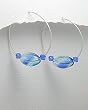 Light Sky Blue Glass Accents Sterling Silver Hoop Earrings