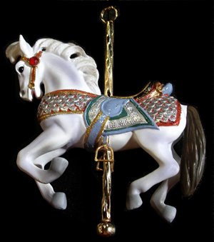 Majestic White Carousel Merry-Go-Round Horse Christmas Ornament #C3391