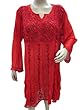 Womens Indian Tunic Kurta Hand Embroidered Georgette Red Kurti Dress Xl