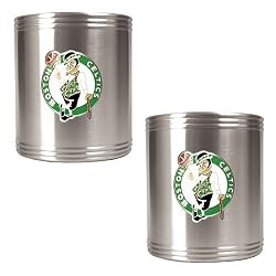 Boston Celtics NBA 2pc Stainless Steel Can Holder Set - Primary Logo by Great American Products