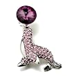 Pink Sapphire Color Cute Seal Holding Ball Brooches And Pins
