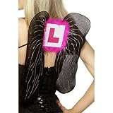 Smiffys Black Wings/L Plate Pink Hen Night Fancy Dress Costume