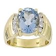 14K Yellow Gold Aquamarine and Diamond Ring