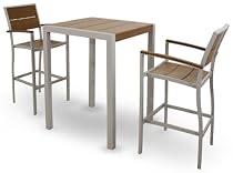 Big Sale Trex Outdoor Furniture TXS126-1-11TH Surf City 3-Piece Bar Set, Textured Silver/Tree House