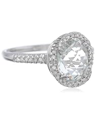Sterling Silver Scroll Green Amethyst Diamond Ring (0.12 cttw, I-J Color, I2-I3 Clarity), Size 7
