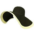 UPF Sun Beach Hat Floppy 7" Packable Adjustable Black with Ivory