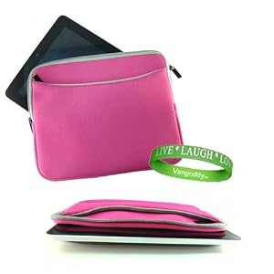 Apple Ipad ( 3G , wifi , WiFi + 3G ) Carrying Case, Form Fitted Scratch Defense Neoprene Sleeve Cover for ipad ** PINK ** + Vangoddy Live * Laugh * Love Wrist band!!! ( iPad Accessories Only )