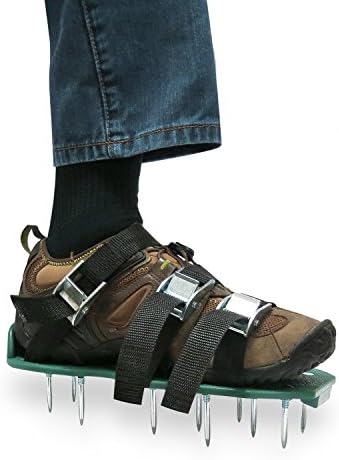 Amxfus Aerator Shoes /Metal Buckles and 3 Straps - Lawn Aerator Shoes Grass Aerator Shoes Spikes Heavy Duty Spiked Sandals for Aerating Your Lawn or Yard