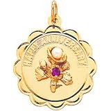 14K Gold Happy Anniversary Flower and Cultured Pearl Charm