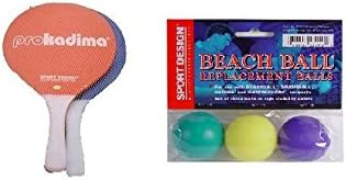 Sports Design Pro Kadima Paddle Set Plus Replacement Smashballs Bundle (Orange & Blue)