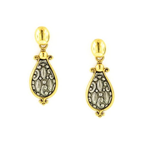 Antique Gold & Pewter Teardrop Earrings