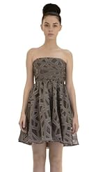 A-line Organza/Polyamide/Polyester/Silk/Spandex/Wool Ruched Cutout Sheer Tiered Flowy  Dress