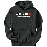 Funky House Lover Music Mens Hoodie (Dark Silver, Sizes X-Small - XXX-Large)