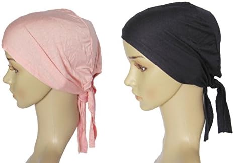 Women Elastics Tie Strap Cap Navy/Pink