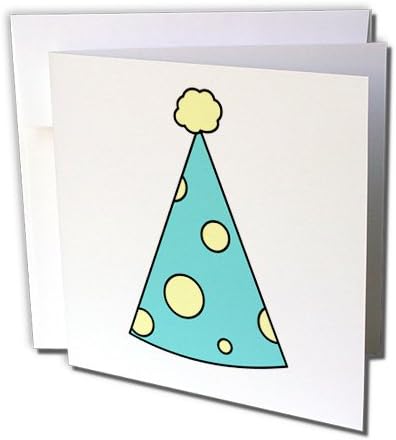 Janna Salak Designs Birthday - Cute Birthday Hat Blue with Yellow Dots - 6 Greeting Cards with envelopes (gc_39691_1)
