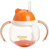 Lansinoh mOmma Straw Cup with Dual Handles, Orange
