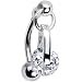 Sterling Silver 925 Top Mount Clear Crystal Ring Drop 3-D Belly Ring