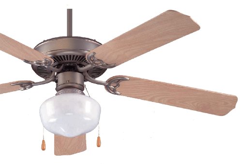 Royal Pacific 1052-SBP-ES Royal Star II 5-Blade 52-Inch Ceiling Fan with 1-Light Kit Included, Brushed Pewter with Natural Maple Blades, Energy Star Rated
