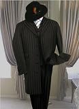 MENS BLACK 3PC ZOOT SUIT WITH VEST 38'INCH LONG JACKET WITH COVERED BUTTON