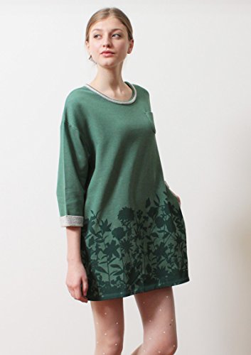 ( グラニフ ) graniph レインボーバック7分袖スウェットワンピース / フィールドオブフラワーズ ( グリーン )