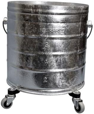 Geerpres 2023 Galvanized Steel Round Bucket On 2" Casters, 14-1/4" Diameter x 17-1/4" Height, 8 gallon Capacity