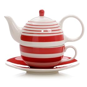 HuesNBrews Stripes Scarlet Tea for One, 1 Pack