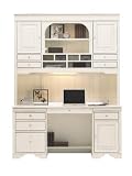 Louis Louis Computer File Desk with Hutch White Pearl