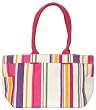 Cotton Colorful Striped Shopper Bag with Cotton Cord Handle 13"x9.5"x5"