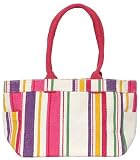 Cotton Colorful Striped Shopper Bag with Cotton Cord Handle 13x9.5x5