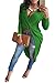 Pink Queen®Women's Solid Cross Deep V Neck Knot Front Loose T Shirts Top (M, Green)