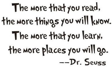 CuteCabbage the More That You Read the More Things You Will Know Dr seuss Wall Stickers Home Decals Decor Quote Art Vinyl Kids Bedroom