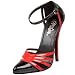 Pleaser Women's Domina-412 Ankle-Strap Pump,Black Red Patent,8 M US