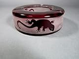 Picture Hand Carved Lizard Art Glass Ashtray