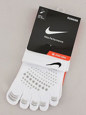 NIKE(ナイキ) ランニング ファイブトウ グリップソックス(5本指) ホワイト×ブラック 27～29cm SX4655-100-27