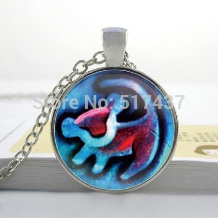 VintaStore Art Glass Dome Lion King Pendent Totoro Necklace Lion King Simba Jewelry Glass Cabochon Necklace