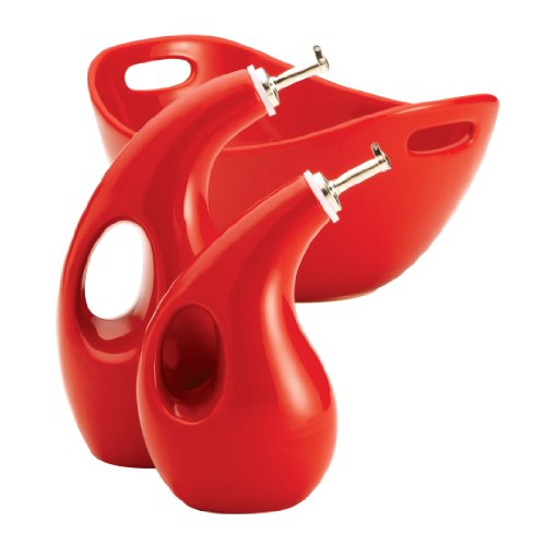 Rachael Ray Stoneware 3-Piece Serving Salad Set, Red On Sale
