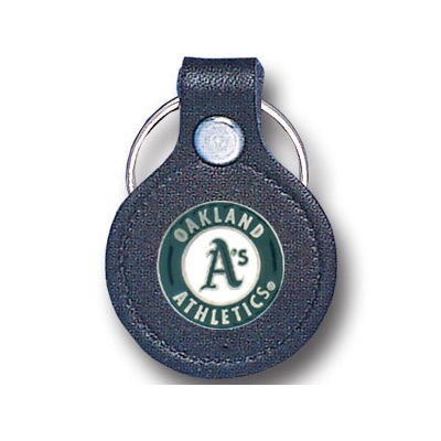 OAKLAND ATHLETICS OFFICIAL LOGO LEATHER KEYCHAIN