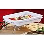 SQUARE WHITE CERAMIC SERVING DISH WITH STAND