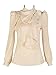 Choies Women's Ruffle Plain Long Sleeve High Neck Loose Beige Shirt Blouse