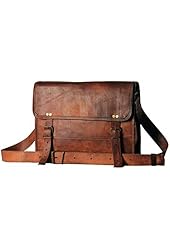 Men's Leather Messenger Satchel Shoulder Briefcase Business Bag - Handmade Bag