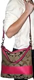 Coach Signature Kahki/Pink Covertible Crossbody