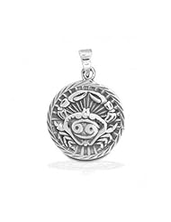 Bling Jewelry Sterling Silver Cancer Zodiac Medallion Pendant