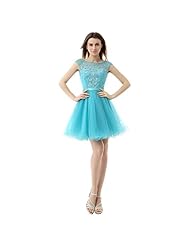 A-line Organza/Satin Beaded Backless Sequined Sheer Jeweled Cocktail Short Homecoming Dress 